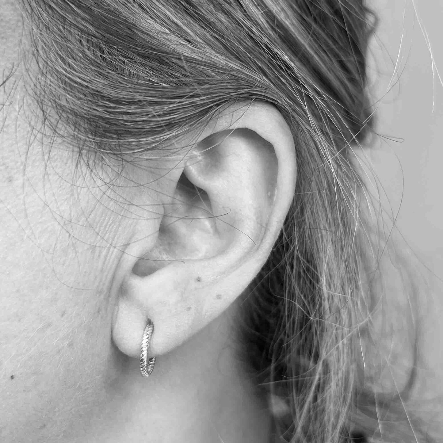 Silver Rope Hoop Earrings 12mm