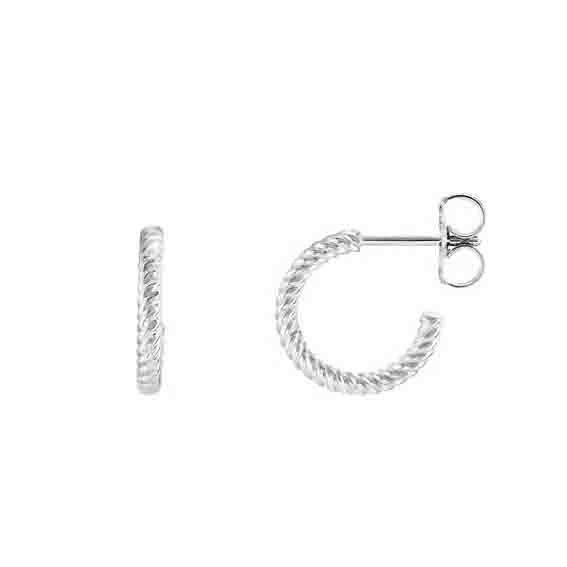 Silver Rope Hoop Earrings 12mm