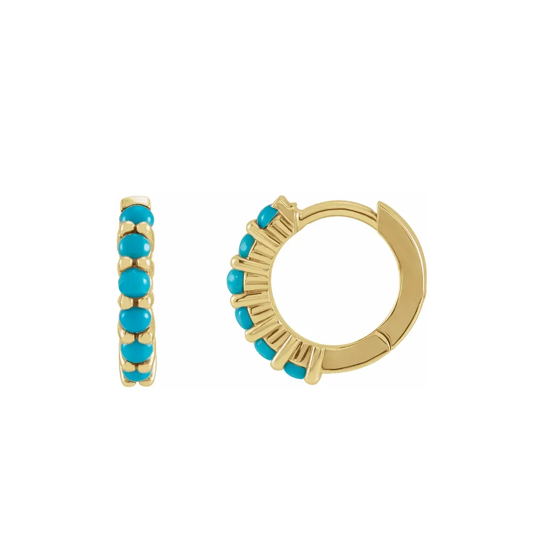 14ky Small Turquoise Hoop Earrings