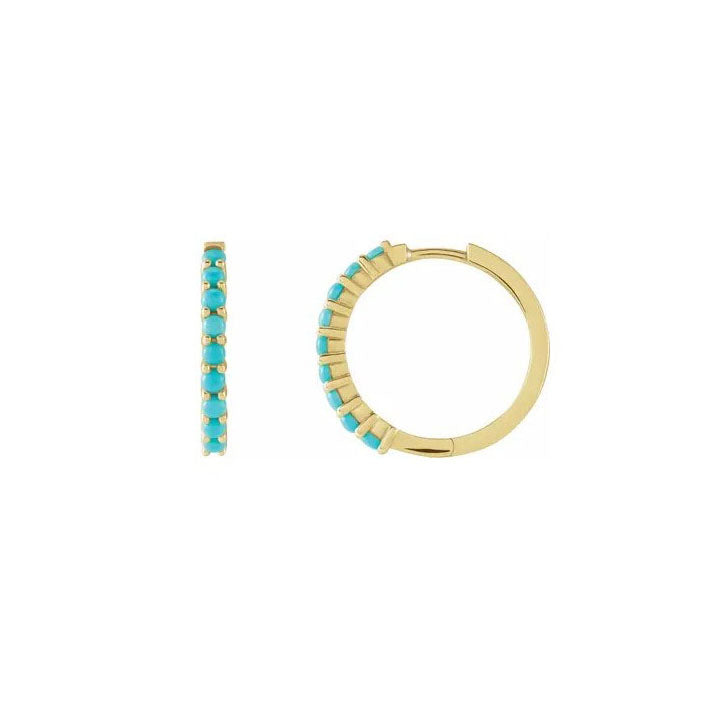 14ky Turquoise Hoop Earrings