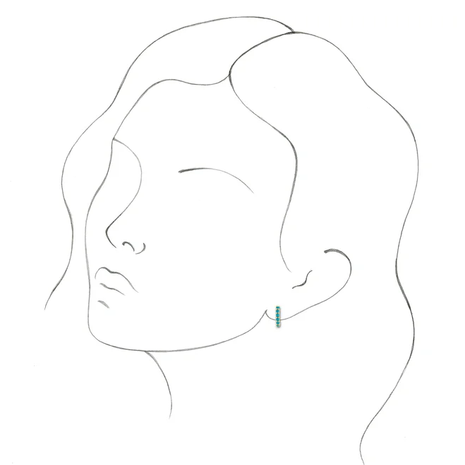 14ky Small Turquoise Hoop Earrings