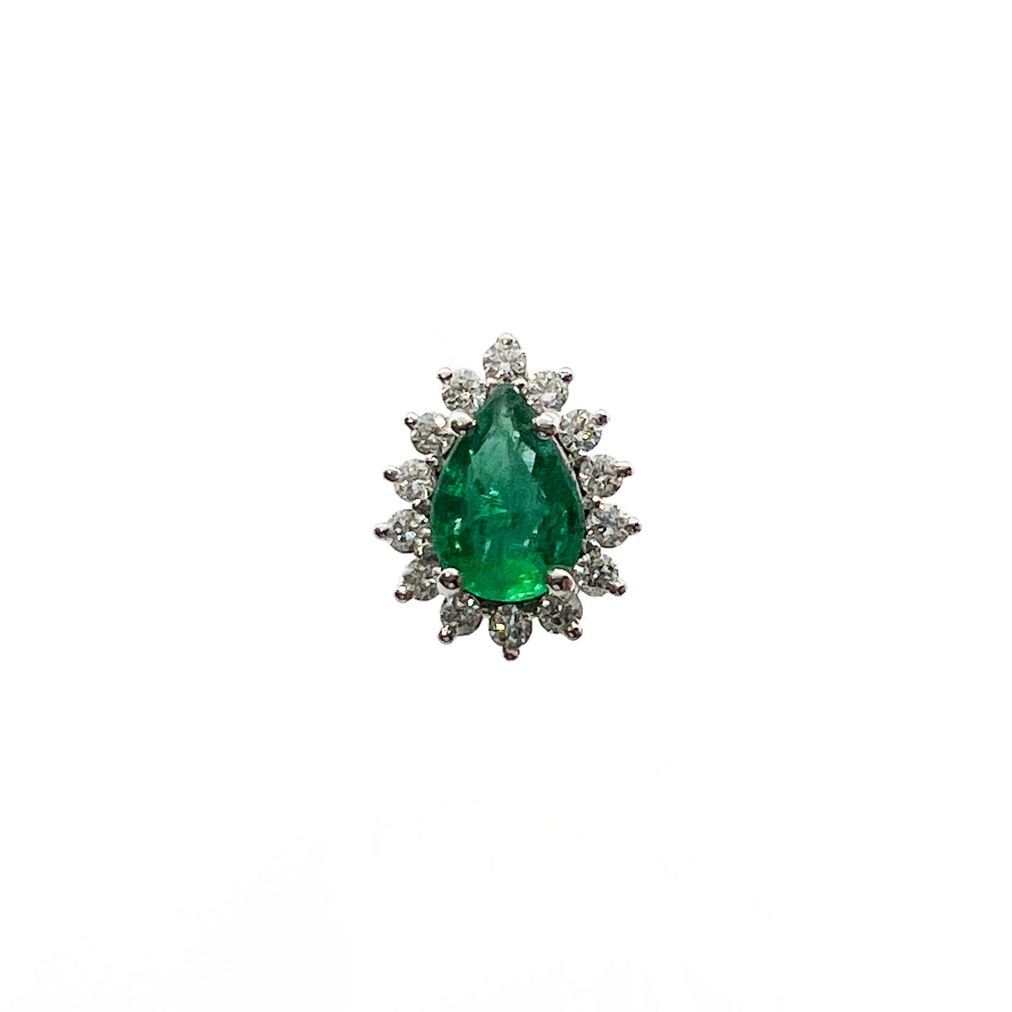 18kw Emerald & Diamond Halo Pendant