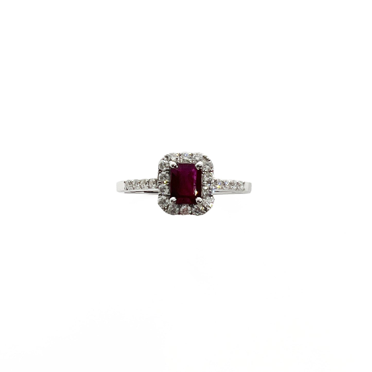 18kw Ruby and Diamond Halo Ring