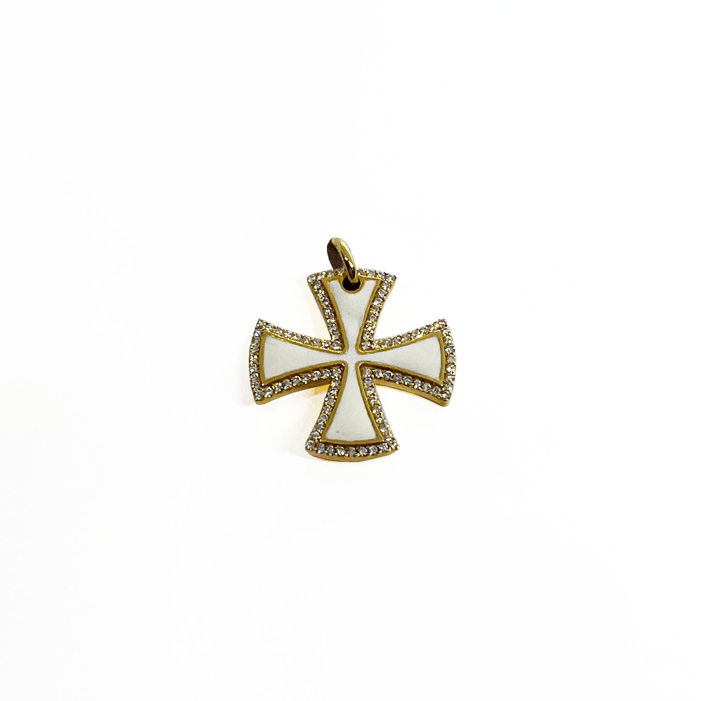 14ky Enamel and Diamond Cross