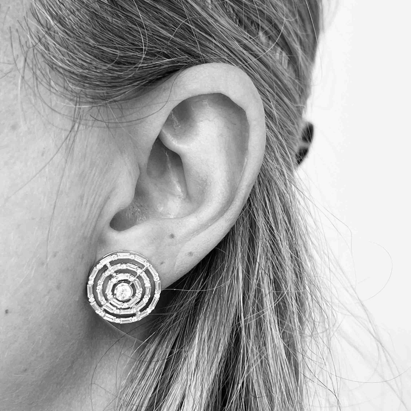 18kw diamond target earrings