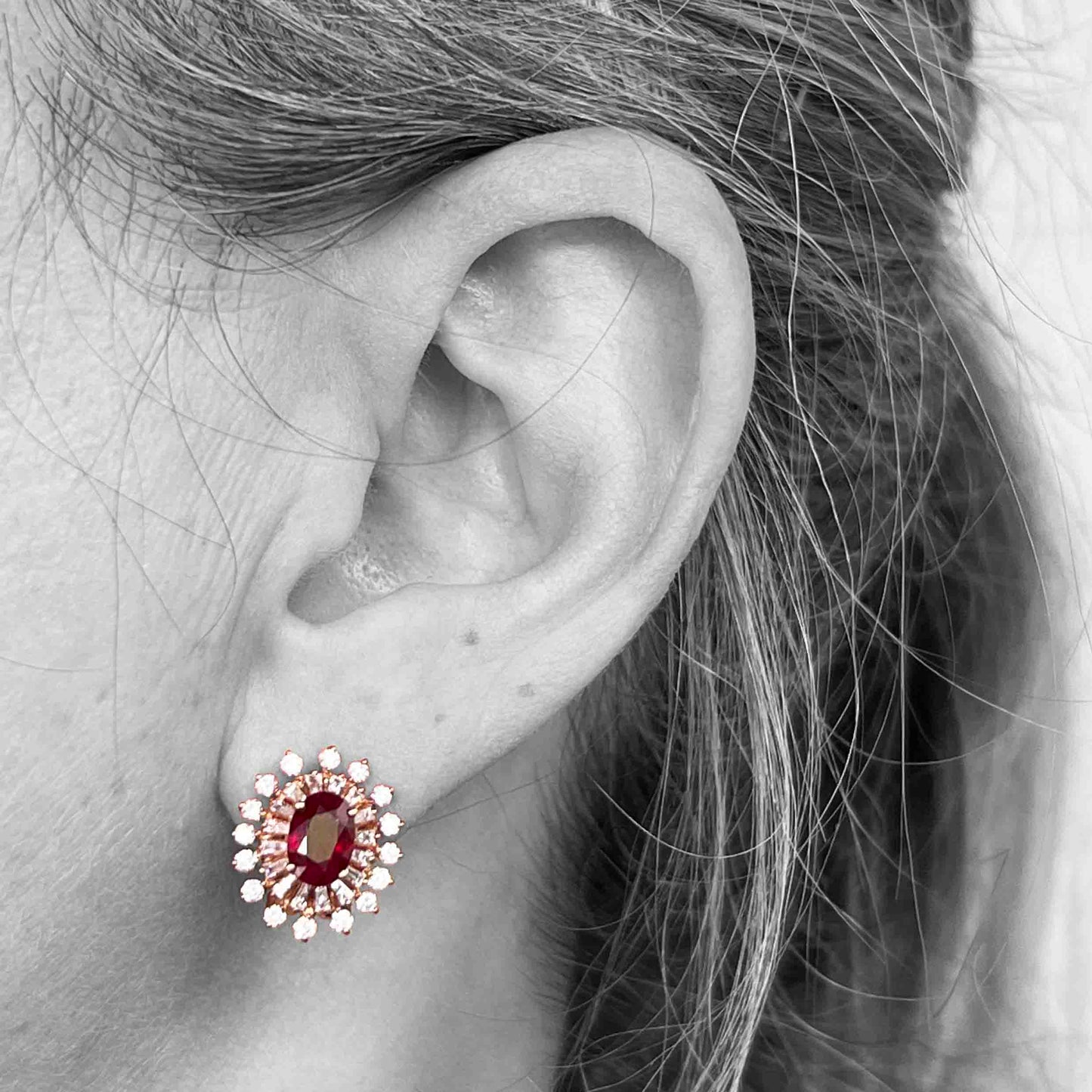 18kr Ruby & Diamond Earrings