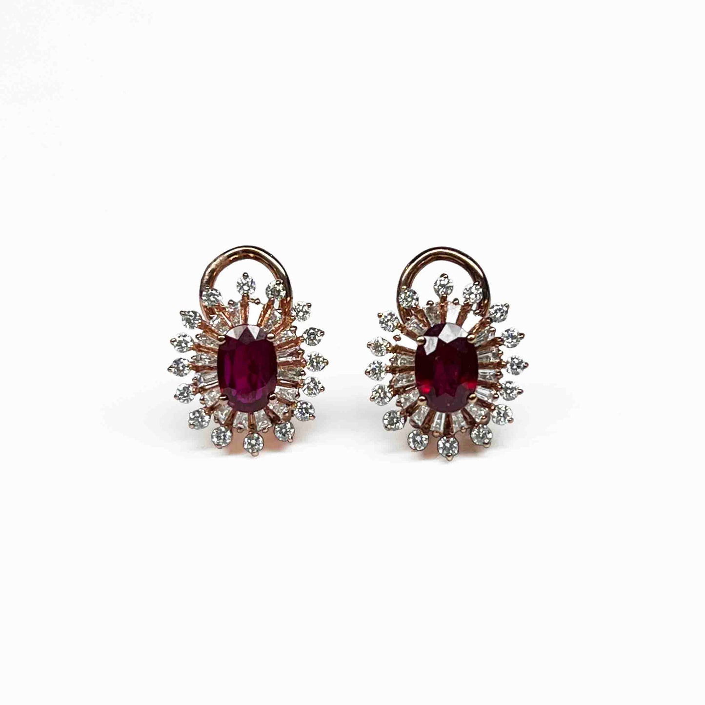 18kr Ruby & Diamond Earrings