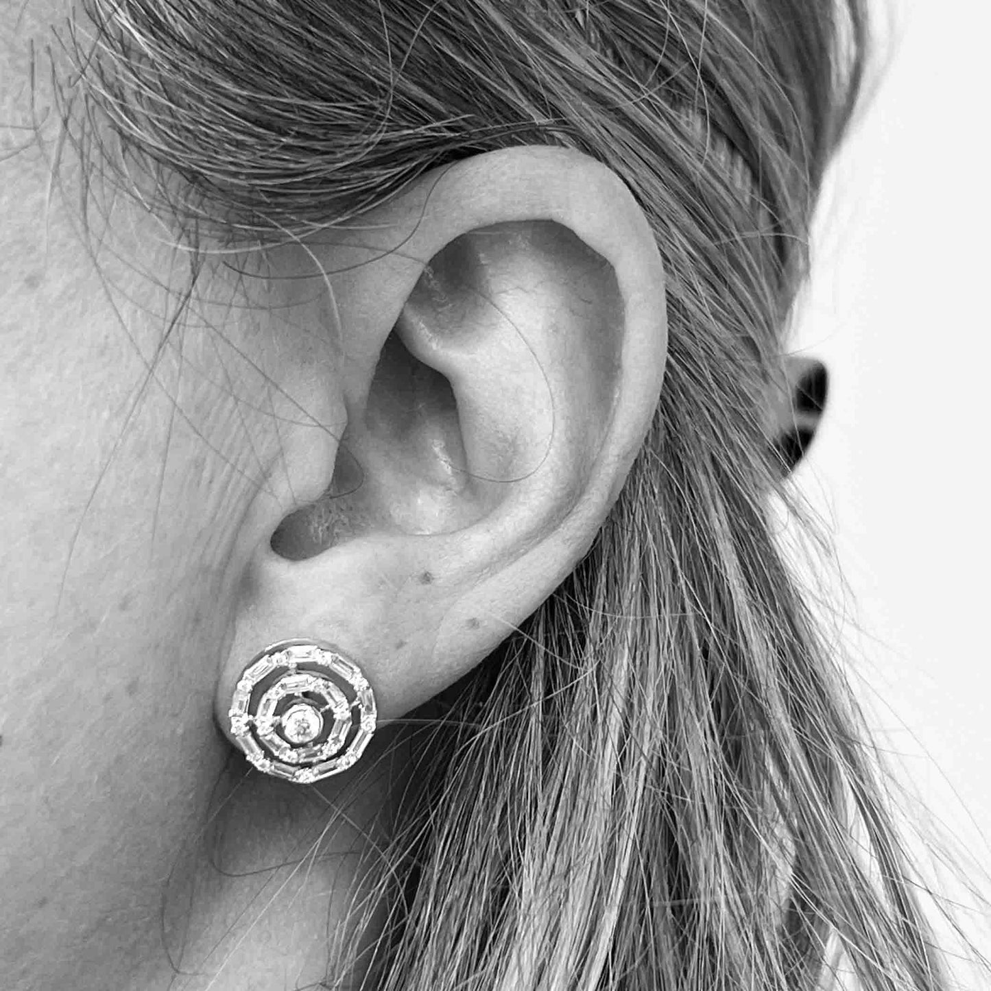 18kw diamond target earrings