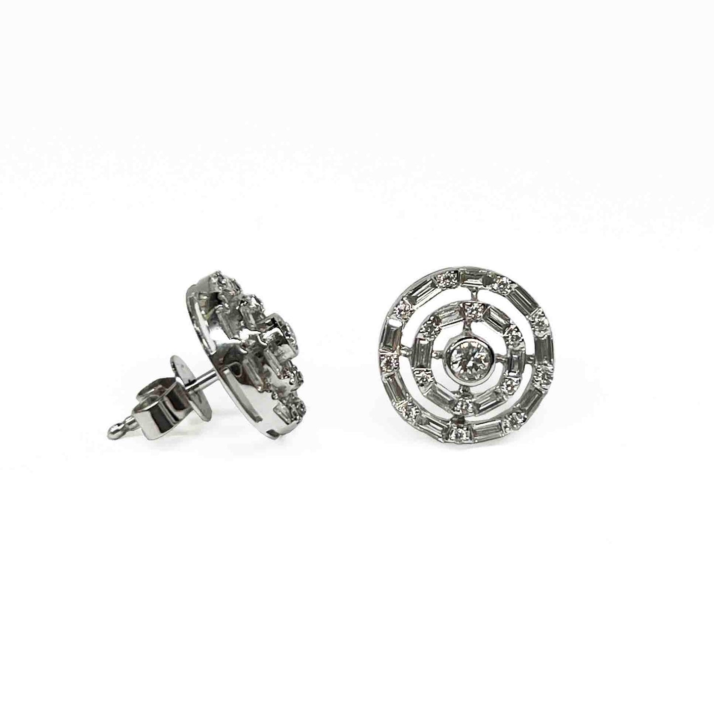 18kw diamond target earrings