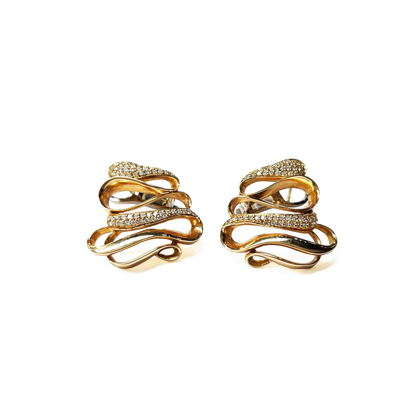 18kr Diamond Swirl Earrings