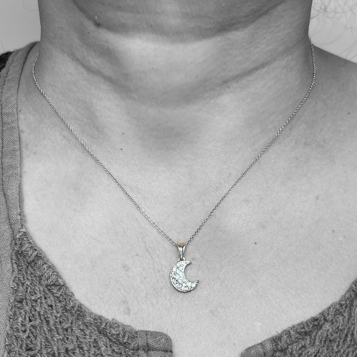 14kw Diamond Moon Necklace