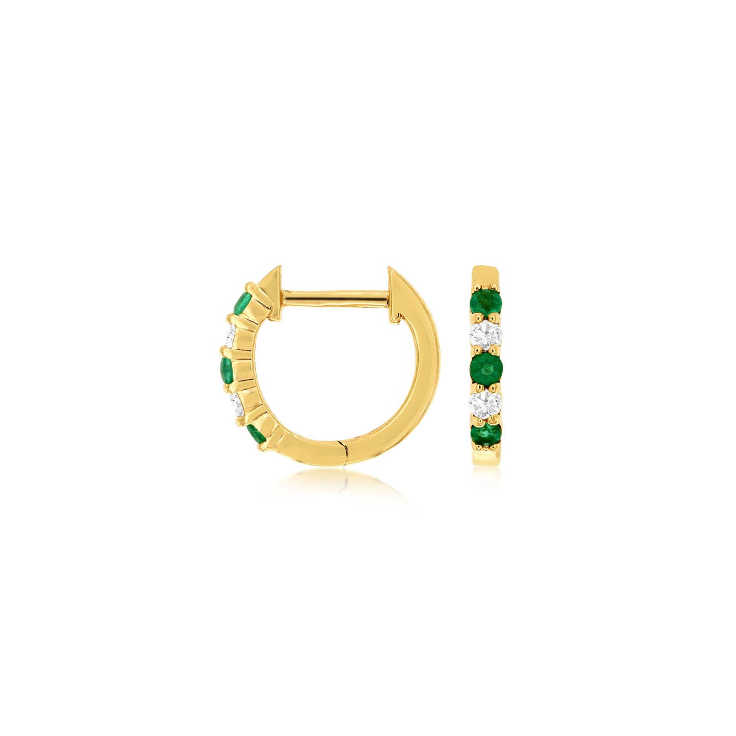 14ky Emeralds and Diamond Hoop Earrings