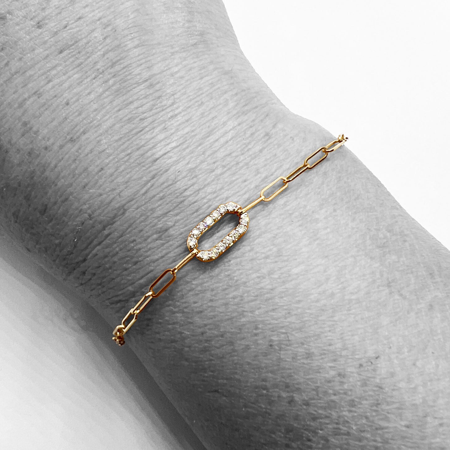 14ky Diamond Paperclip Bracelet