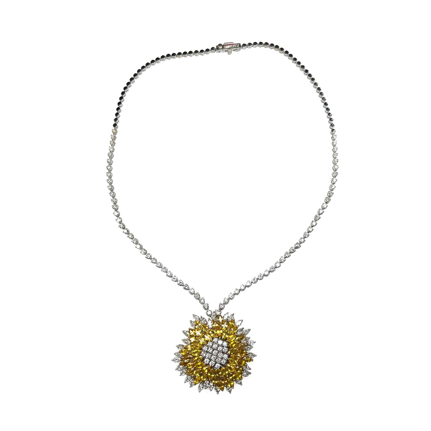 18kw Diamond and Yellow Sapphire Necklace