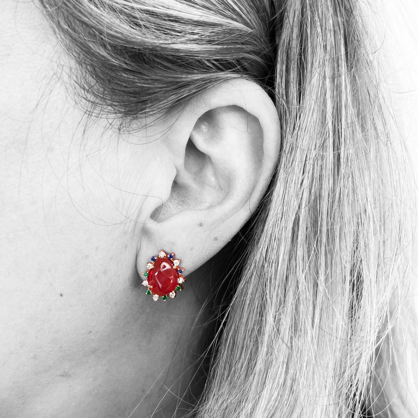 18ky Fire Opal Earrings