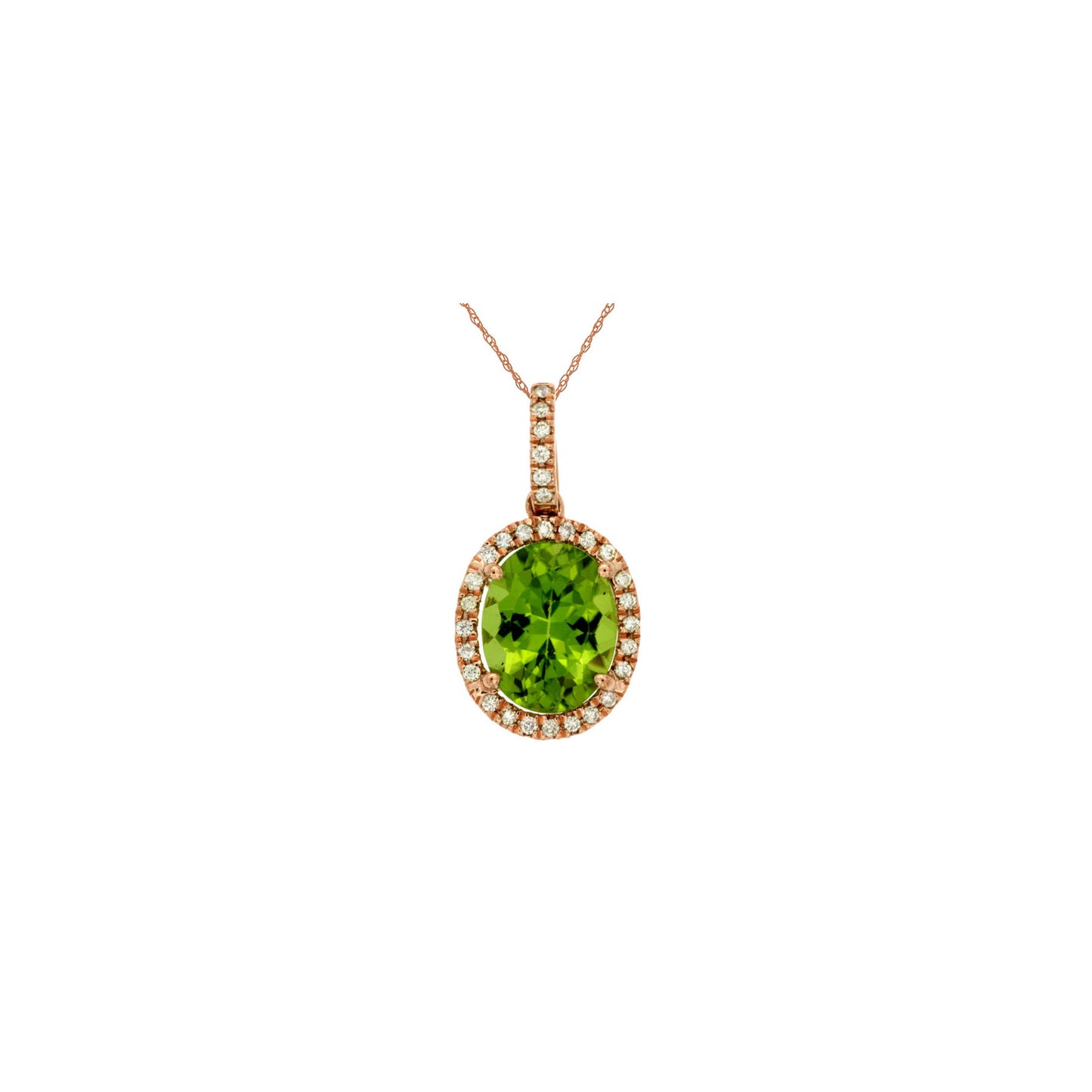 14kr Peridot and Diamond Necklace
