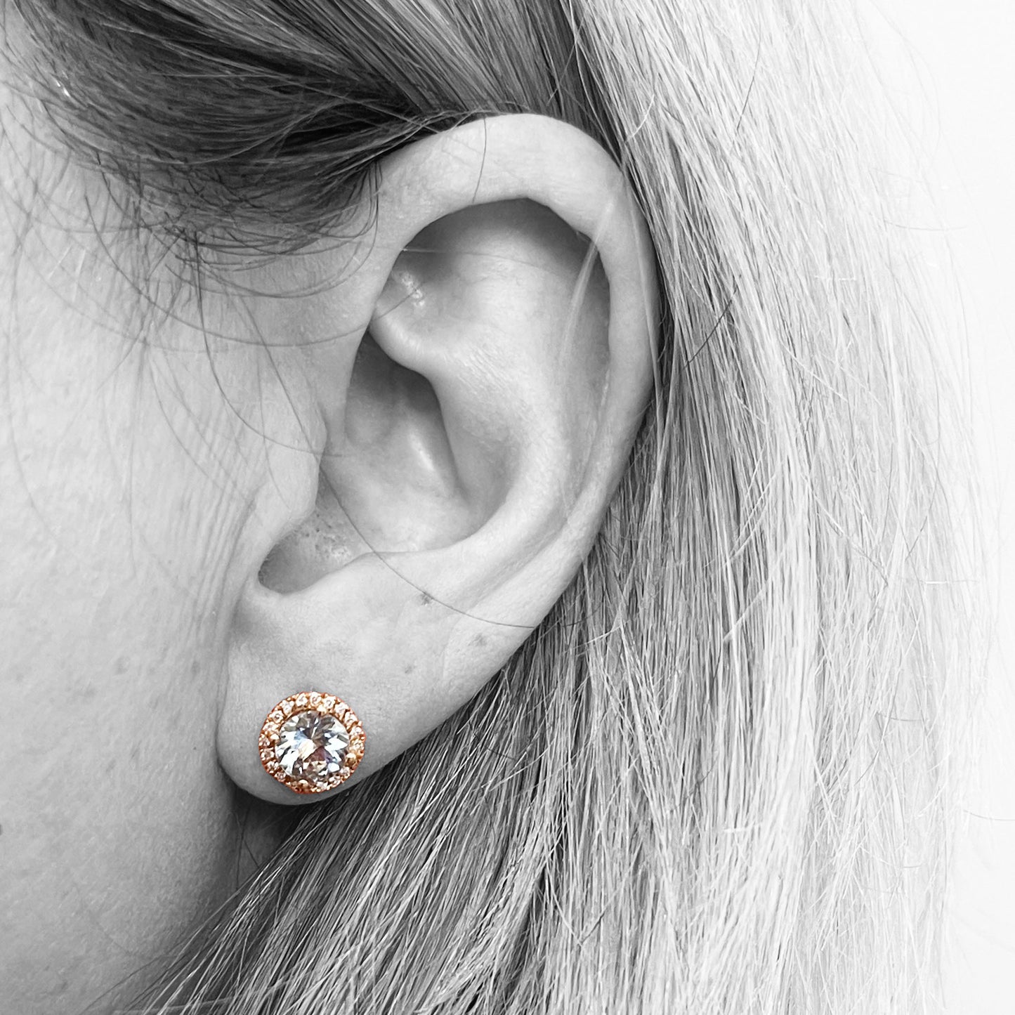 14kr Aquamarine and Diamond Halo Earrings
