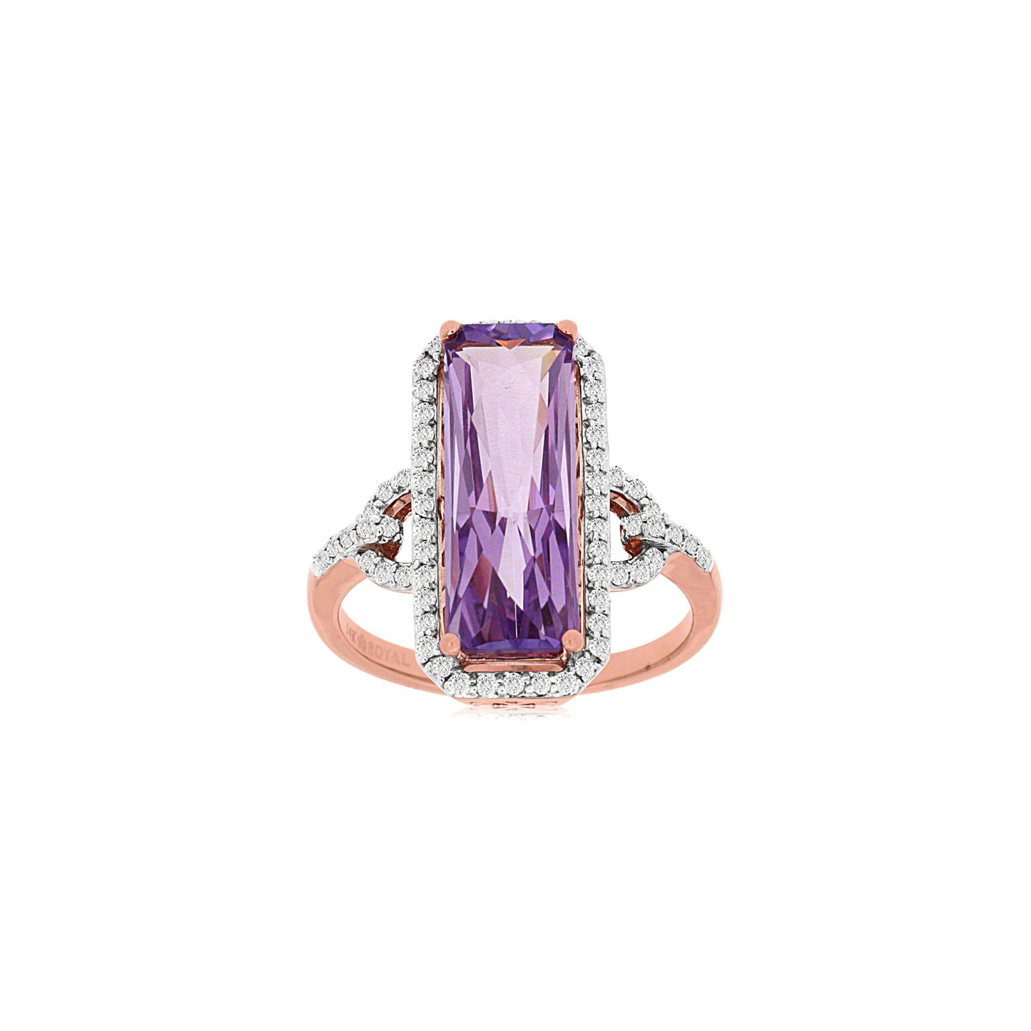 14kr Long Amethyst and Diamond Ring