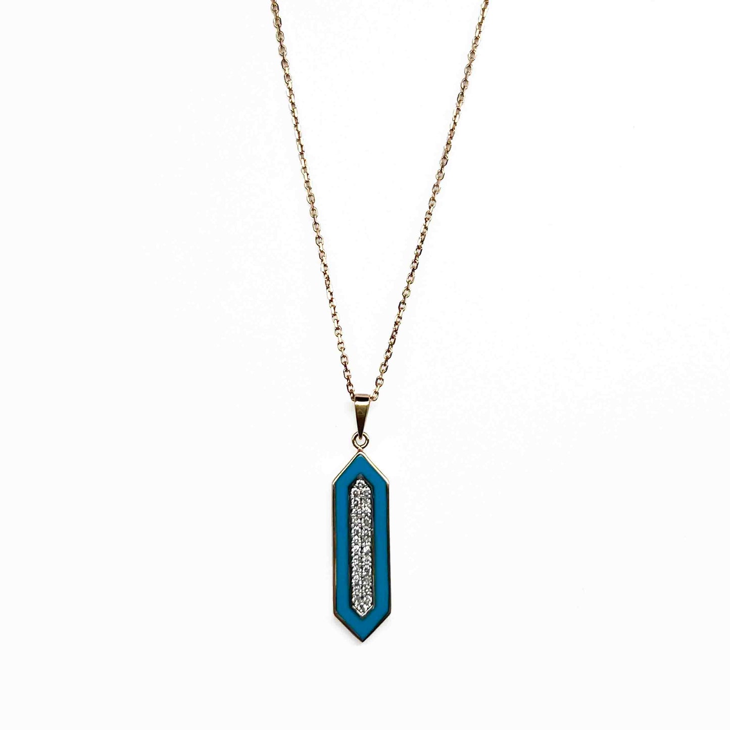 18kr Turquoise Enamel Necklace