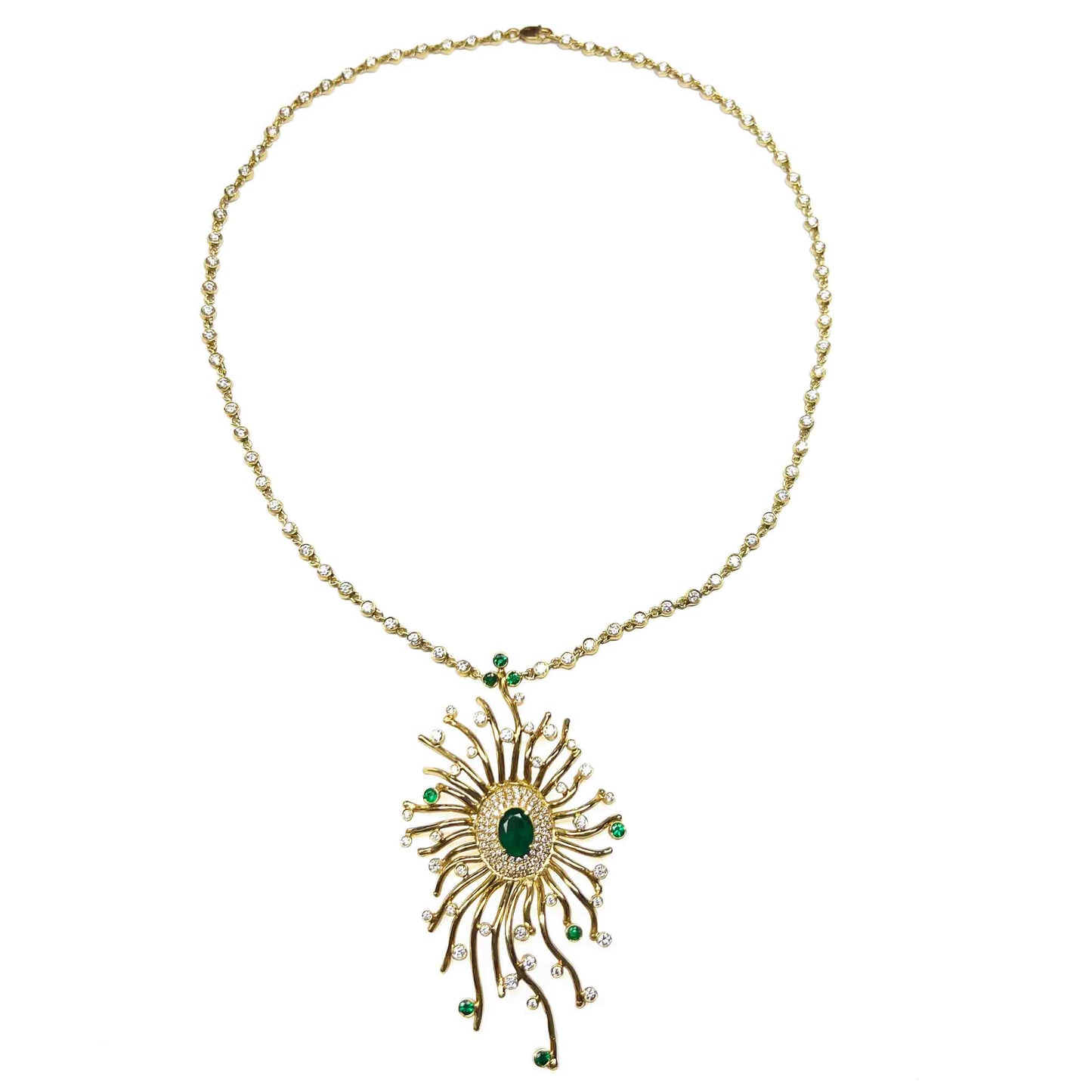 18ky Emeralds and Diamonds Necklace