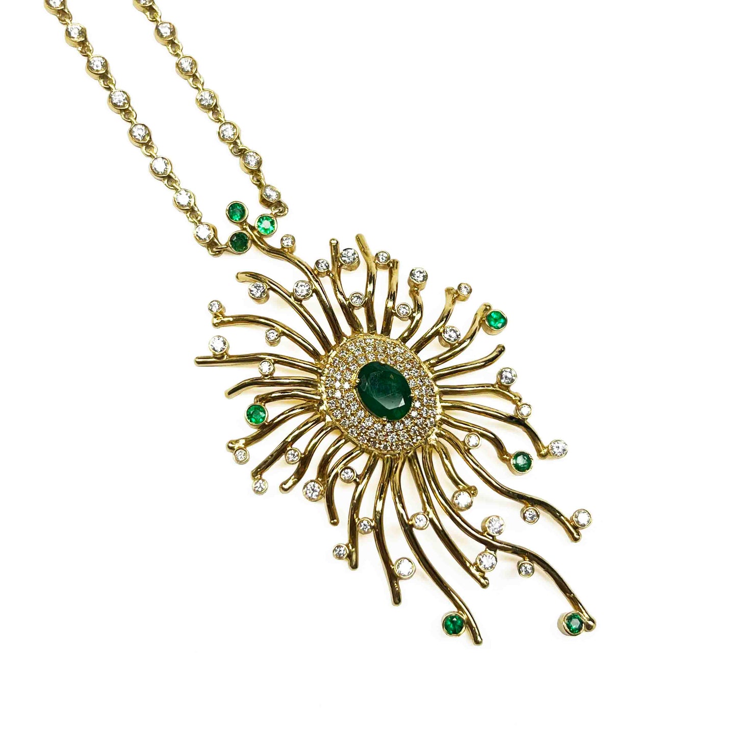 18ky Emeralds and Diamonds Necklace