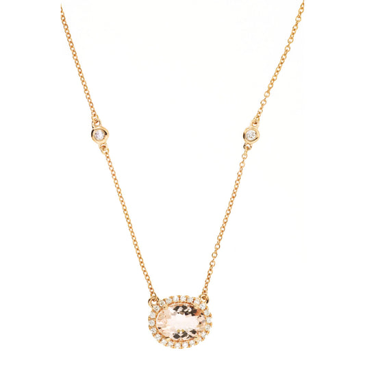 14kr Morganite and Diamond Pendant