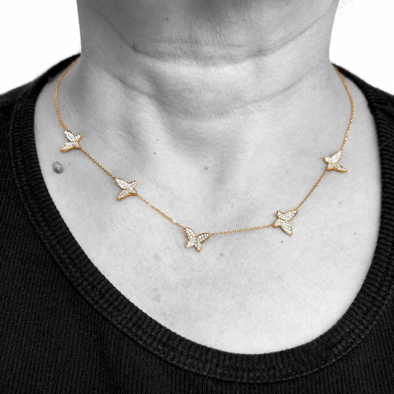 14ky Butterfly Necklace with diamonds