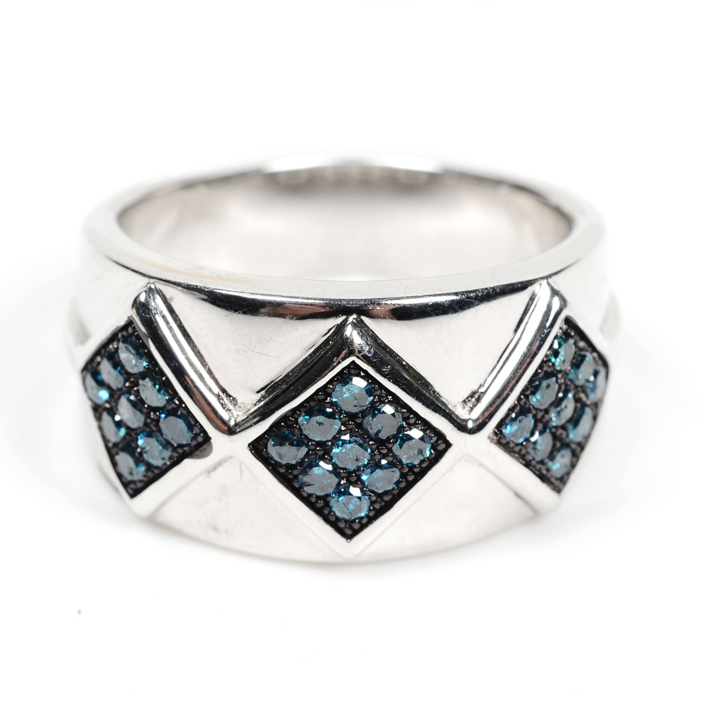 Silver Blue Diamond Ring