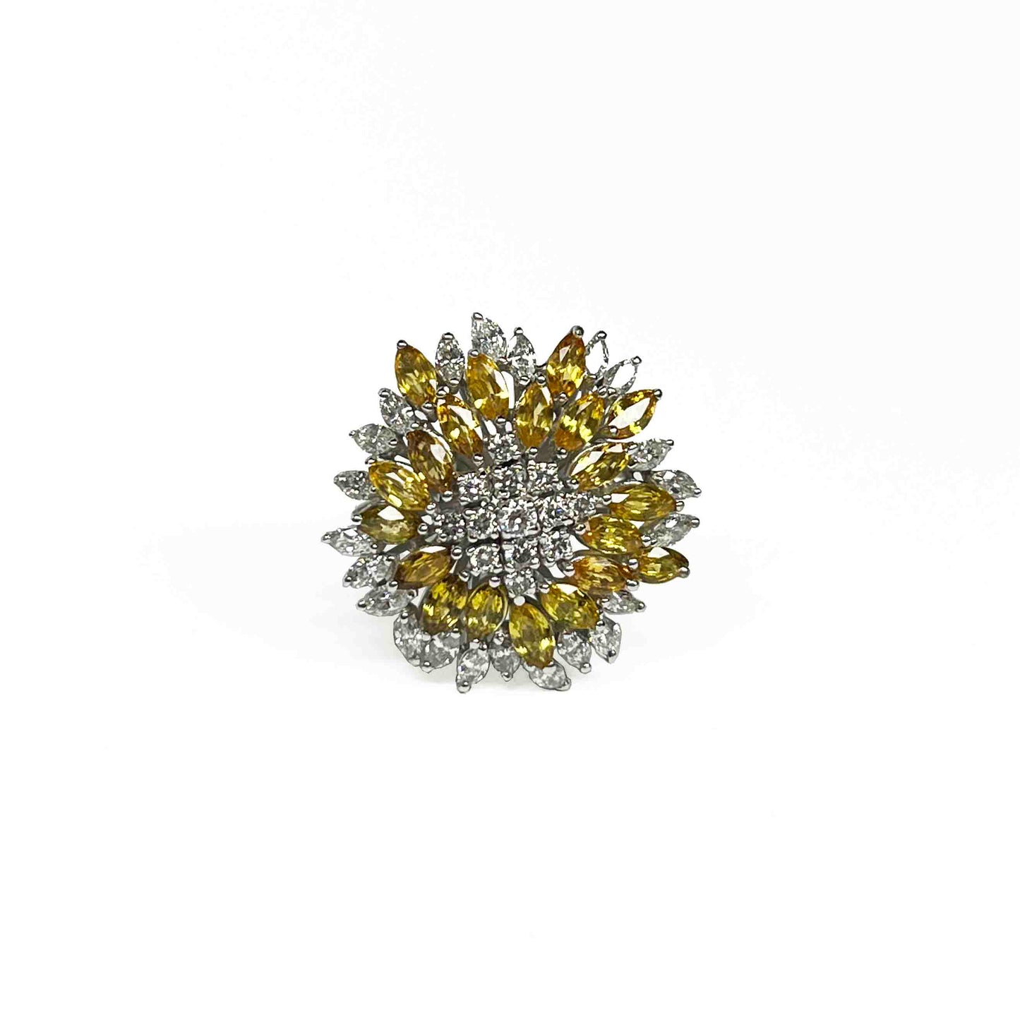 18kw Diamond and Yellow Sapphire RIng