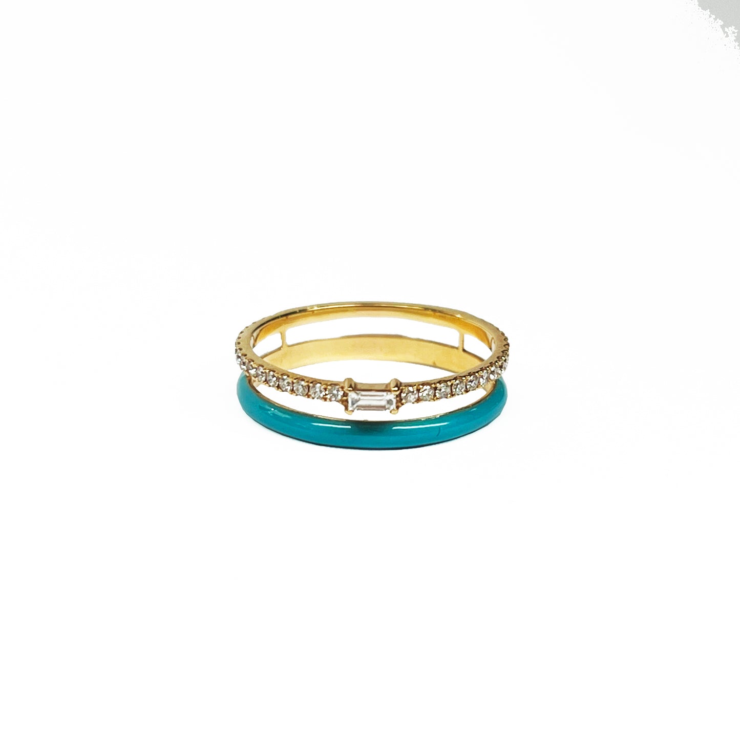 18ky Turquoise Enamel Ring