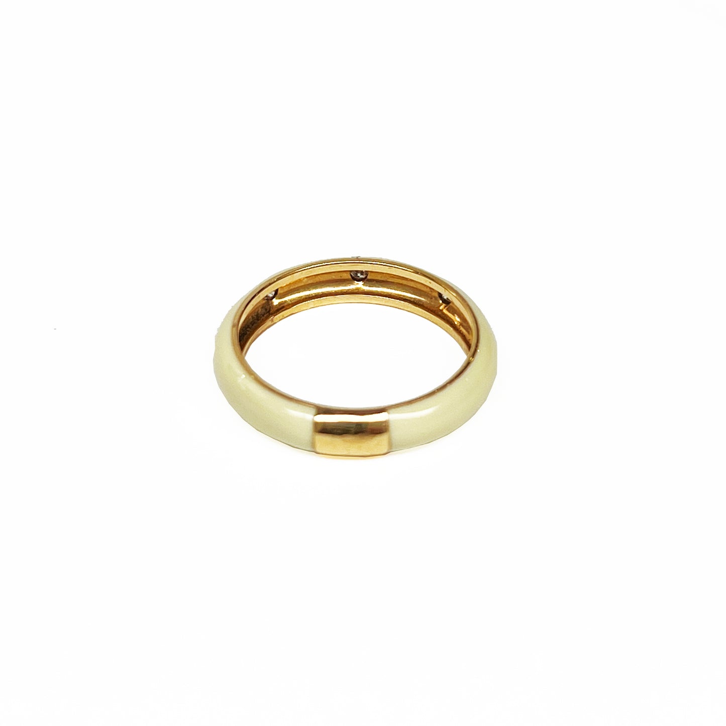 18ky White Enamel Ring