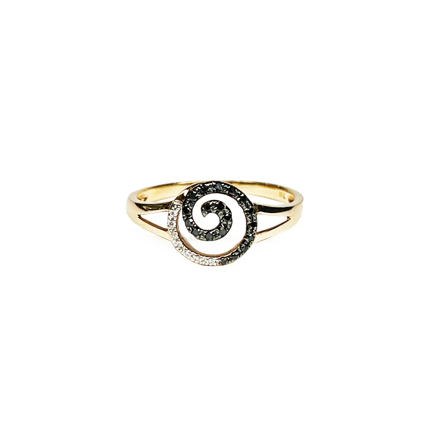 18ky Diamonds Swirl Ring