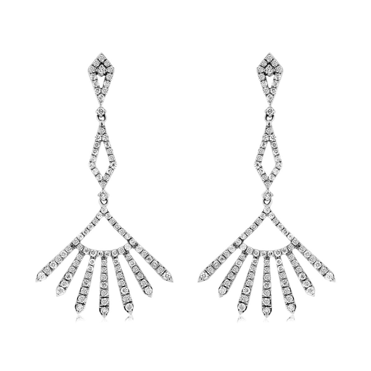 14kw diamond fan dangle earrings