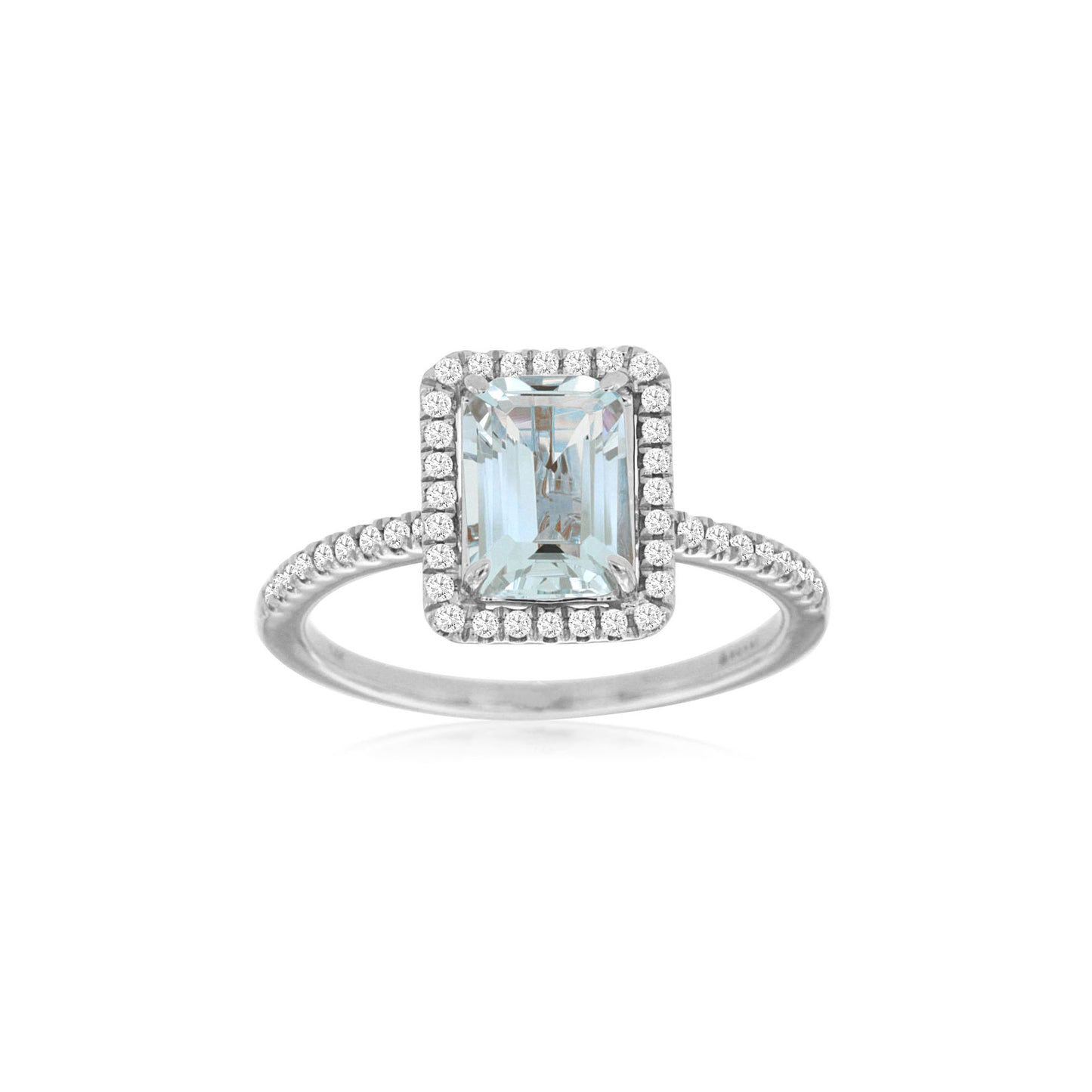 14kw Aquamarine Ring with Diamond Halo