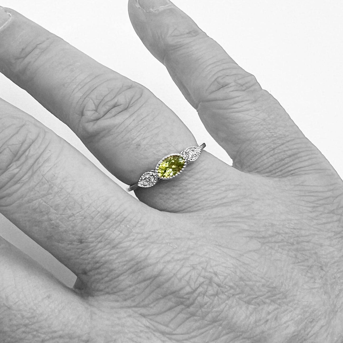 14kw Peridot and Diamond Ring