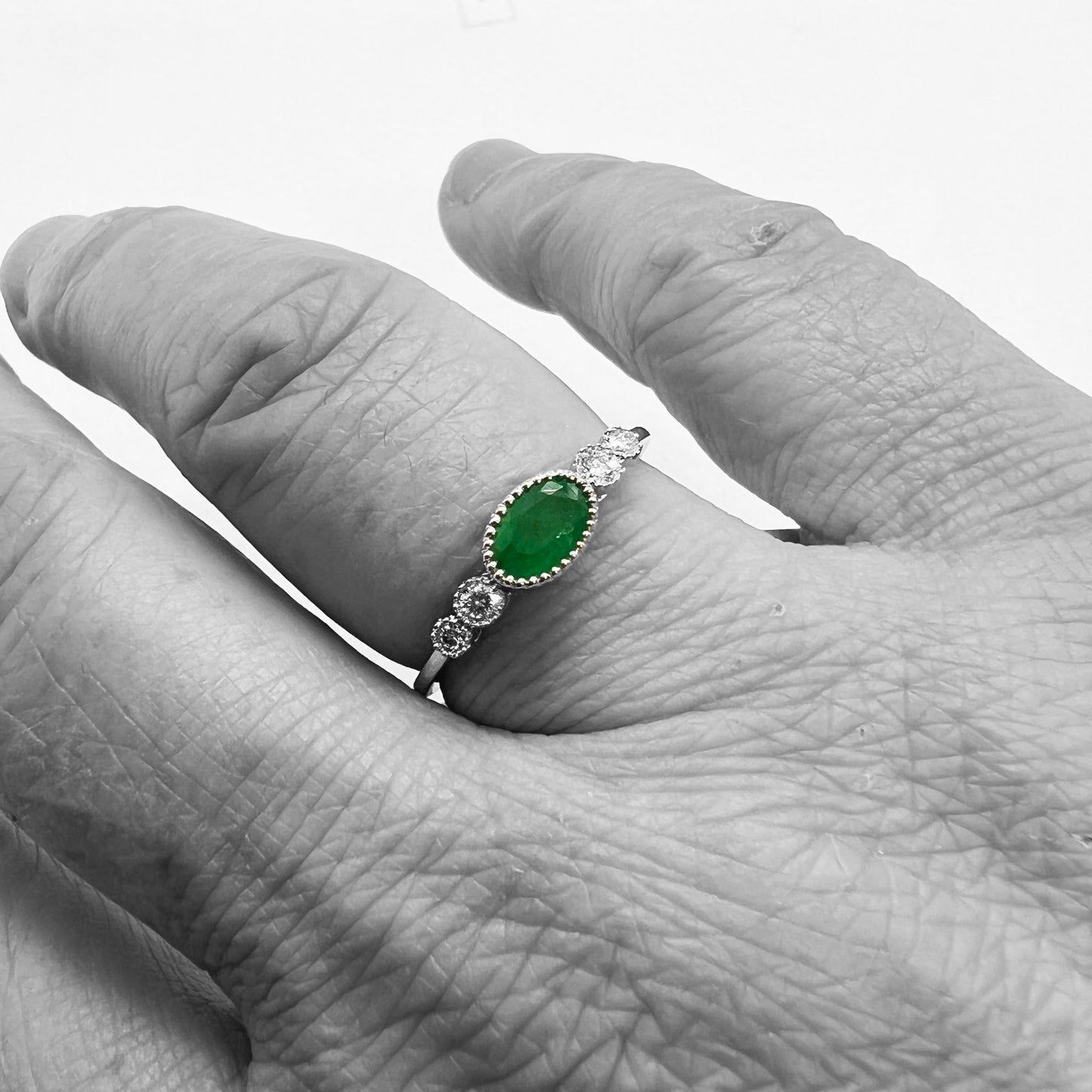 14kw Emerald and Diamond Ring