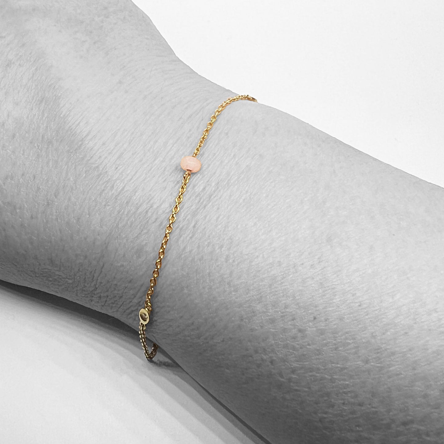 18ky Pink Bead Bracelet