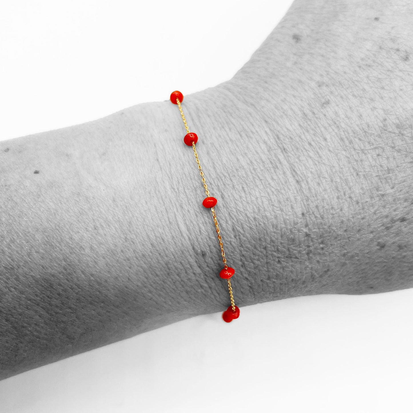 18ky Coral Beads Bracelet