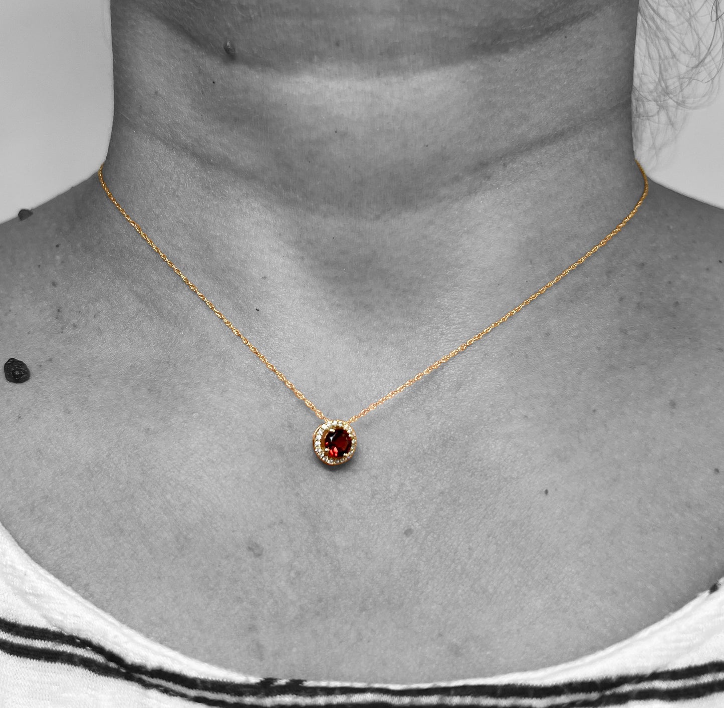 14ky Garnet and Diamond Necklace
