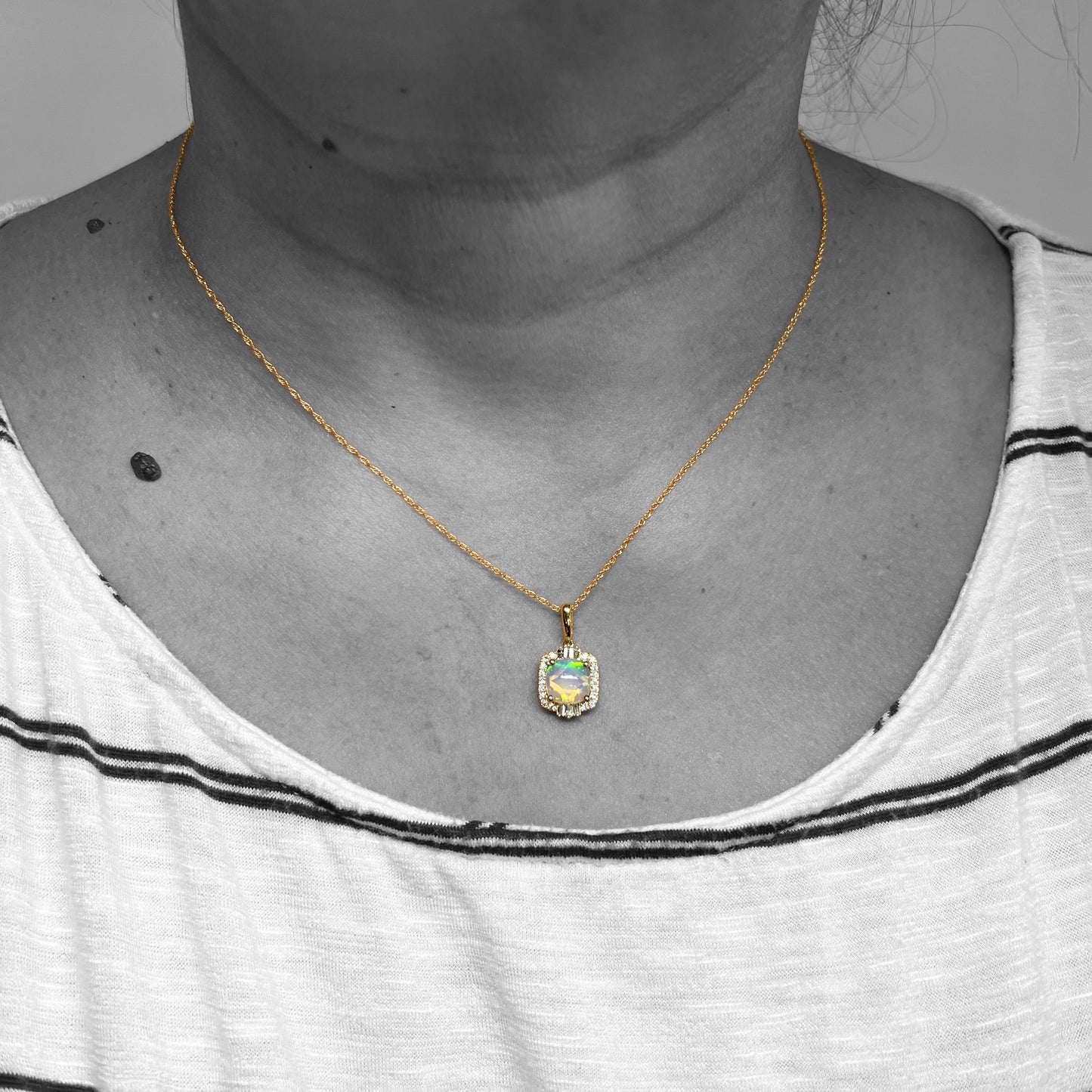 14ky Opal and Diamond Necklace
