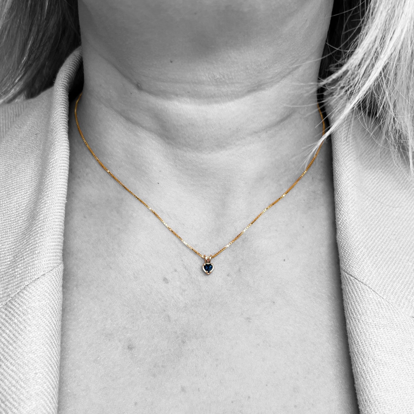 14k Heart Blue Sapphire Pendant