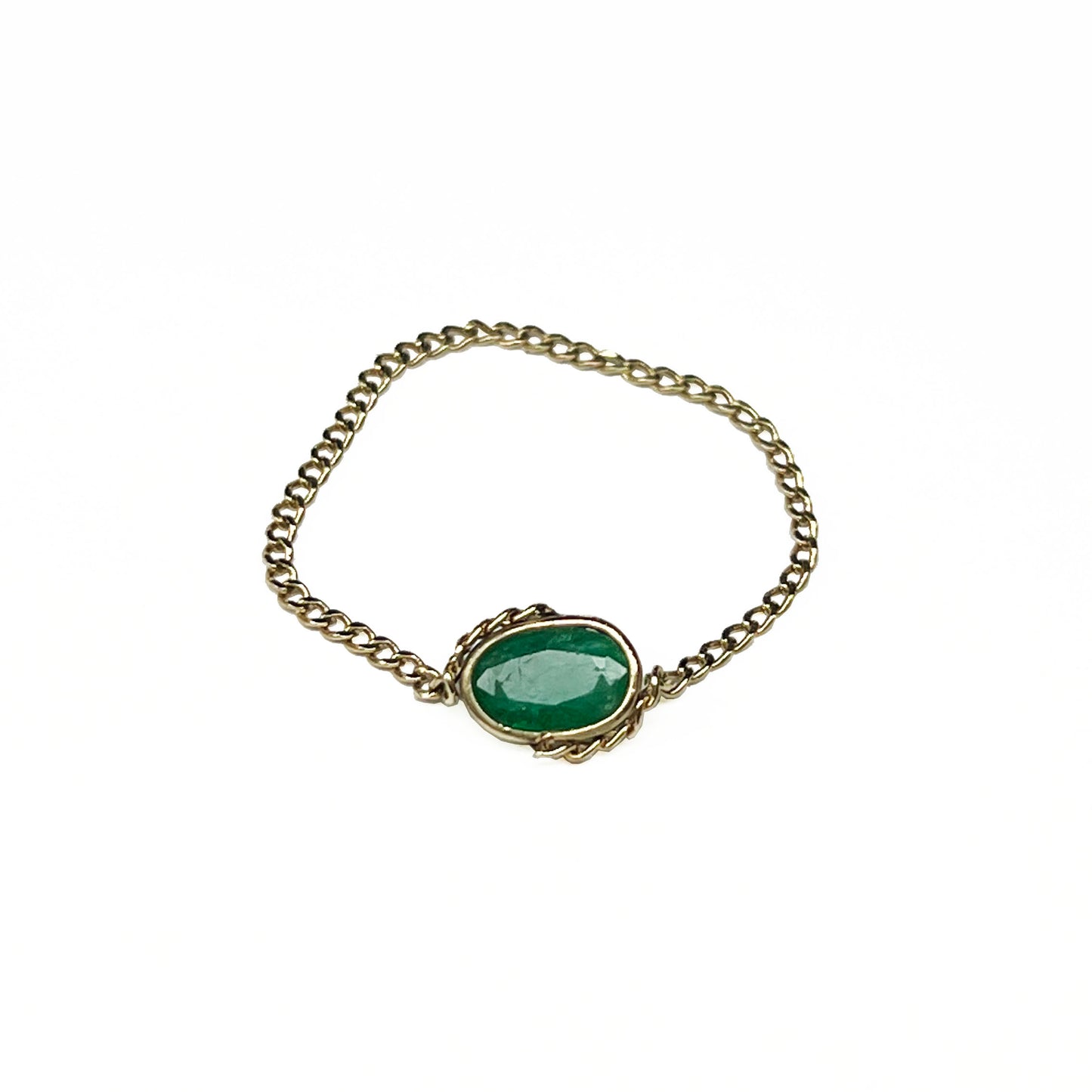 14ky Emerald Chain Ring