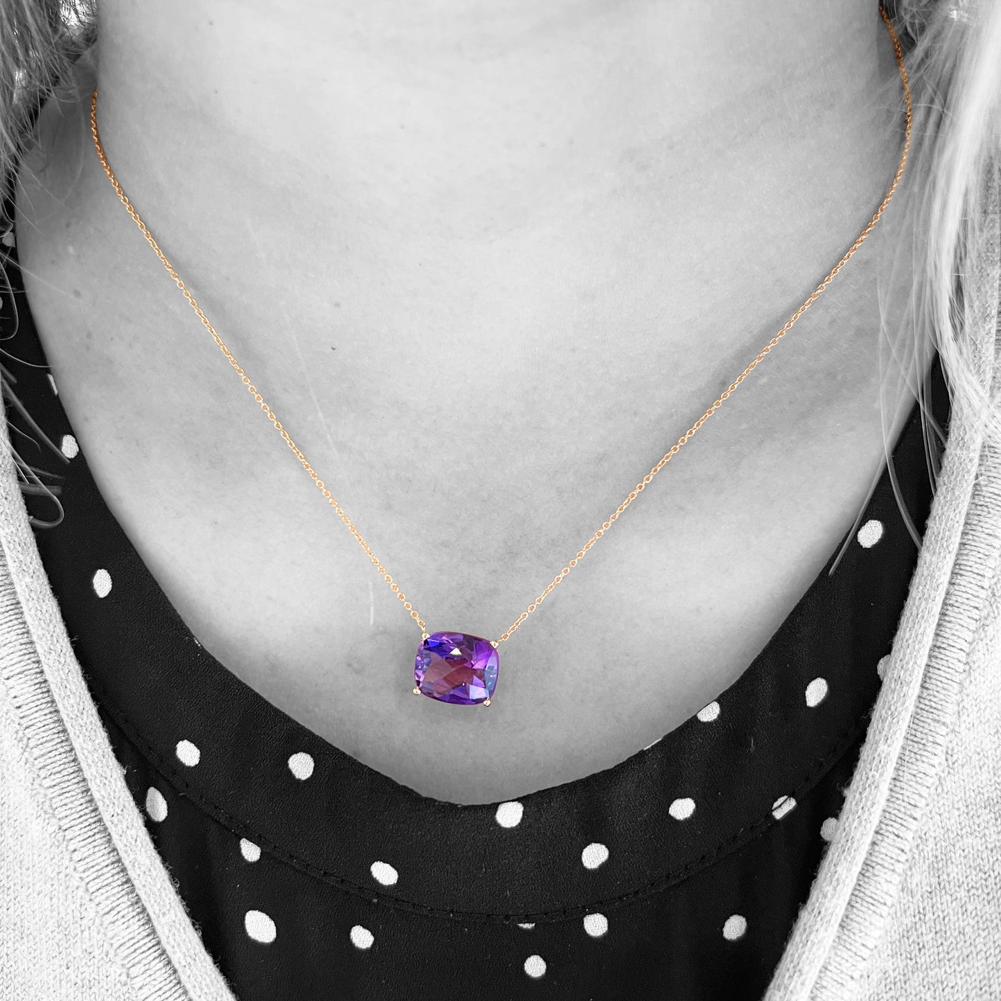 14kr Fleur De Lis Amethyst Necklace