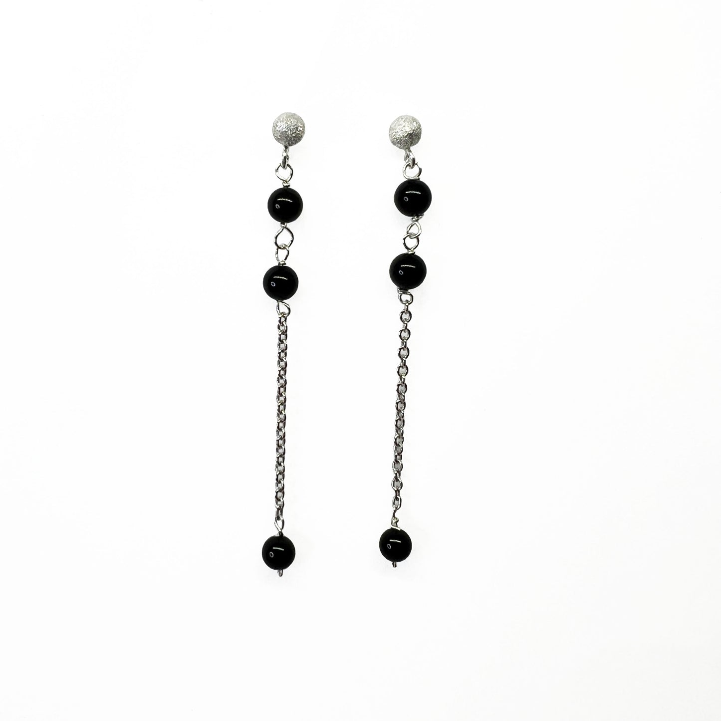 Silver Black Onyx Earrings