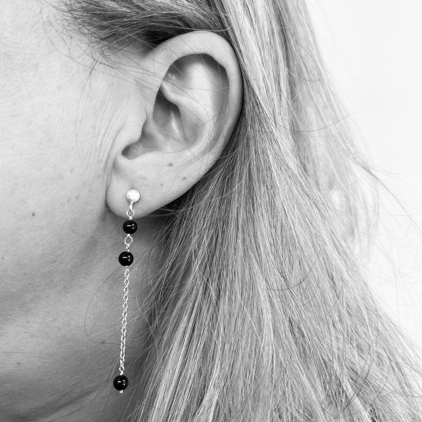 Silver Black Onyx Earrings