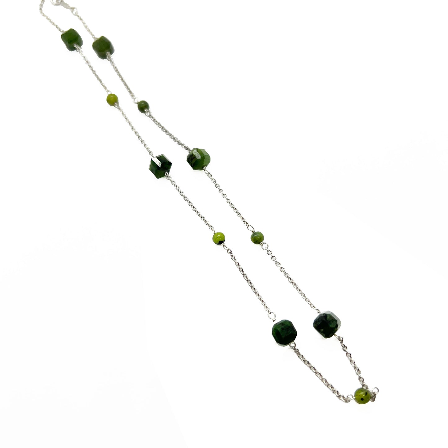 Silver Jade Beads Necklace