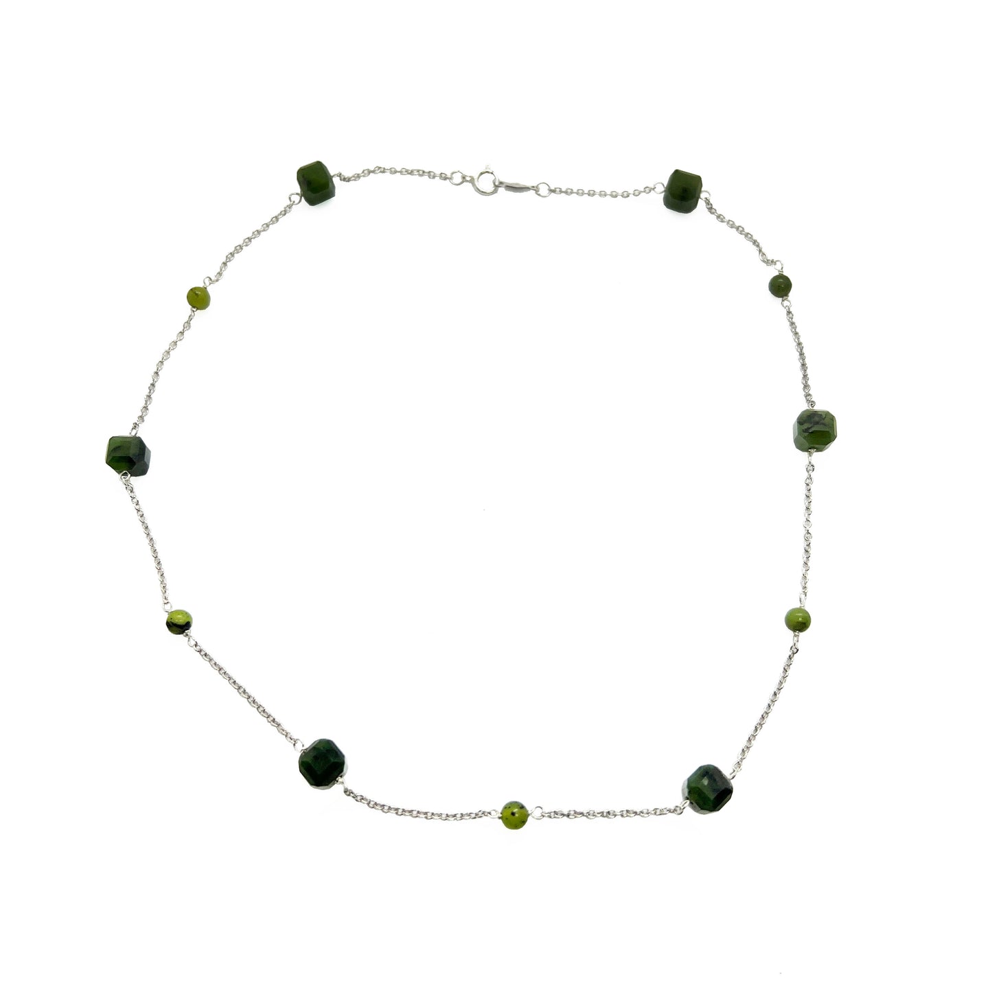 Silver Jade Beads Necklace
