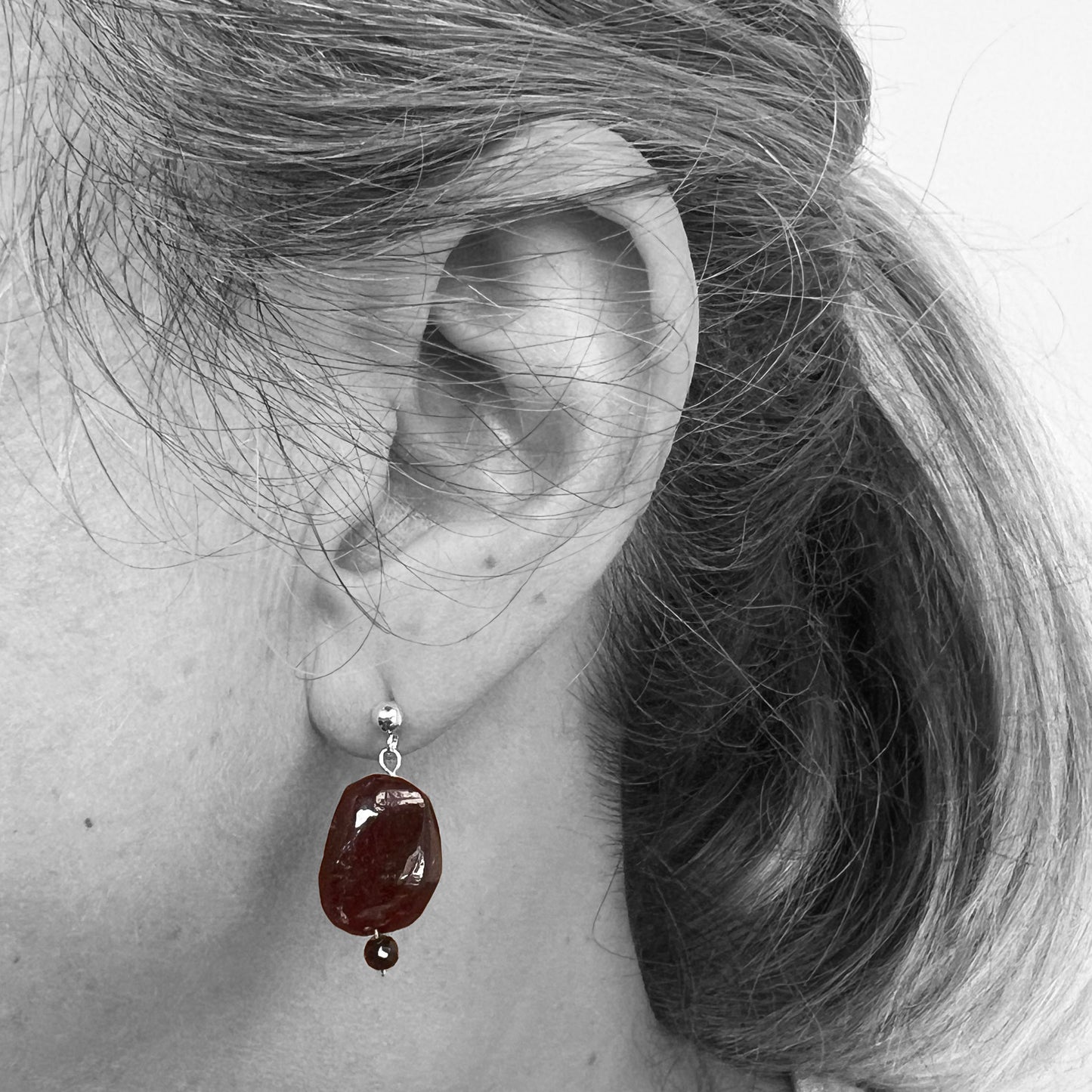 Silver Garnet Earrings