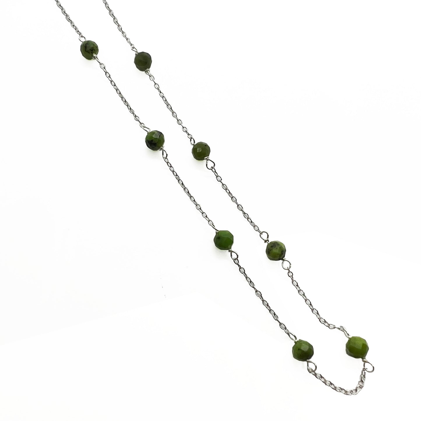 Silver Jade Beads Necklace