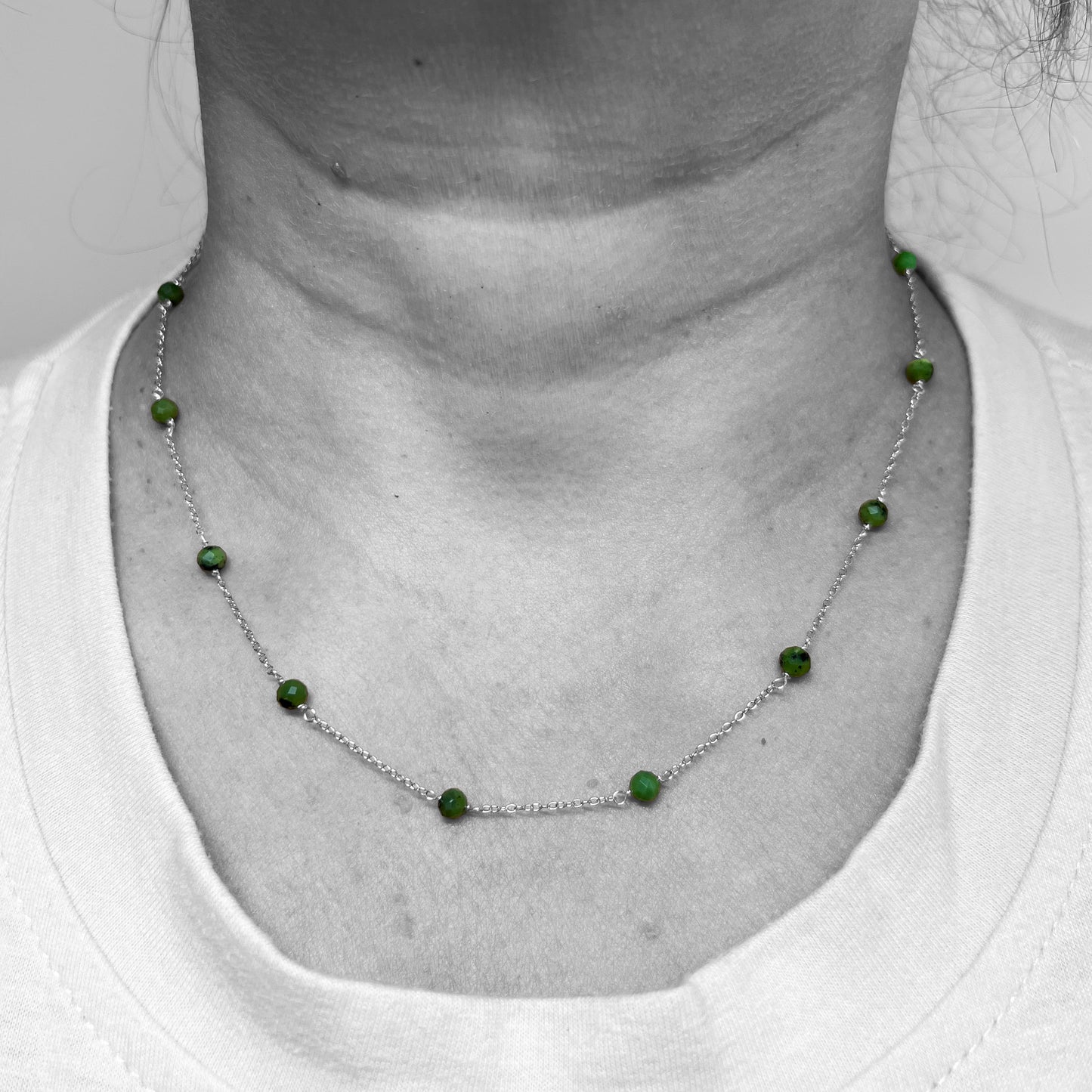 Silver Jade Beads Necklace
